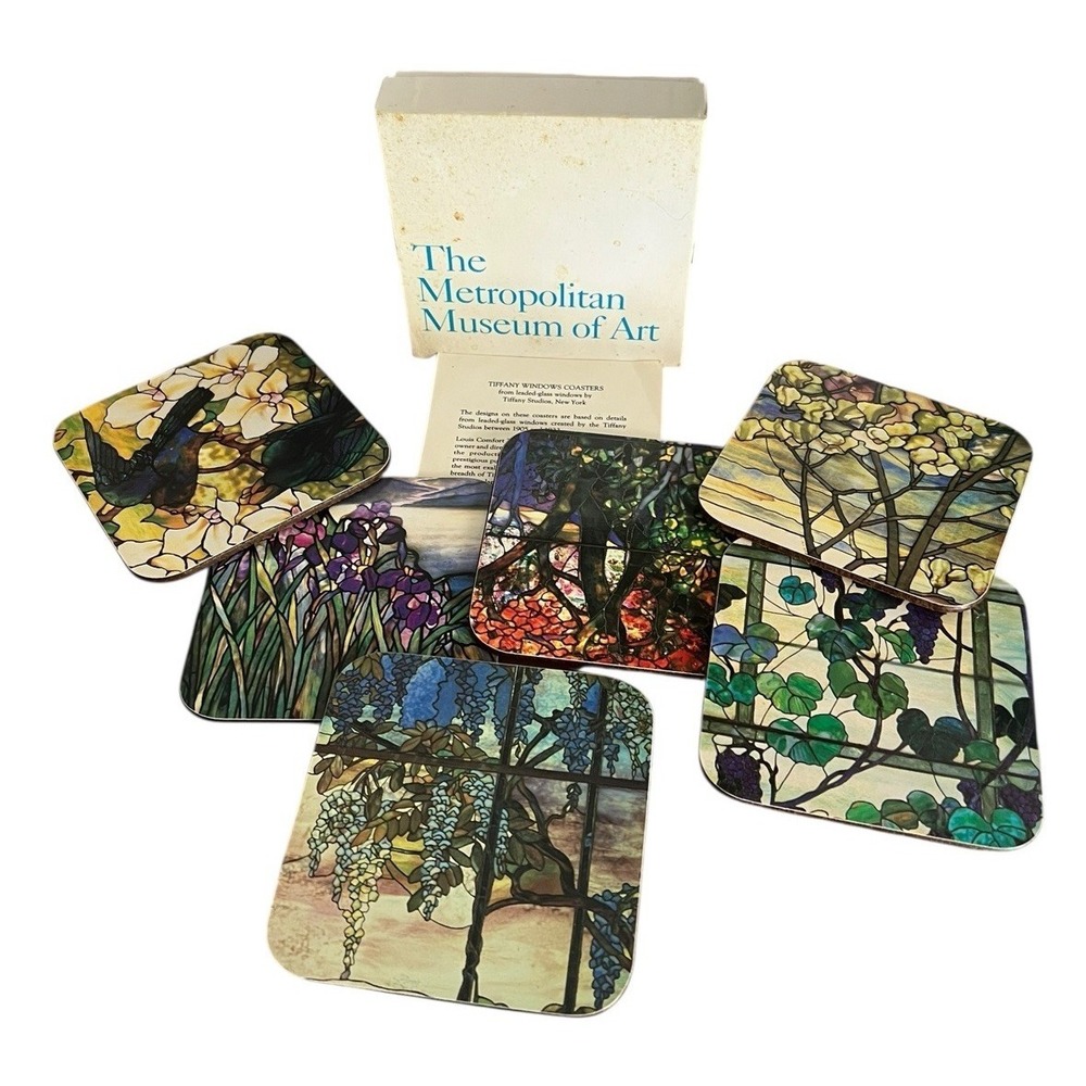 Rare New MOMA Metropolitan Museum of Art Tiffany Glass Windows Coffee Coasters
